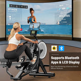 pooboo Rowing Machines for Home, Dual Wind & Magnetic Resistance, Foldable Row Machine 400 LB Weight Capacity, 14 Levels (Black Classic)