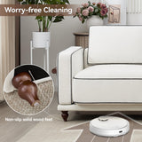 Hatppto 112" Modular Sectional Sofa, Oversized 3-Seater Cloud Couches for Living Room, Comfy Deep Seat Sofa with Wooden Leg, Armrets, Chenille White