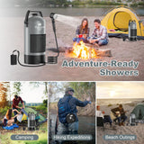 Tadomoe Portable Camping Shower with Battery Powered Pump, 5 Gal/20L Solar Heated Camp Shower Bag, 3-Mode Shower Head & Travel Case for Outdoor Camping, Beach Rinse & Dogs (Gray)