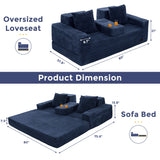 MAXYOYO Sofa Bed, 80-Inch Oversized Boneless Loveseat, 2 Cup Holders