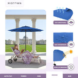 Midtown Umbrellas Push Pop Sunbrella Umbrella 10 Feet Large Outdoor Umbrella With Dark Blue Fabric - Deck, Patio, Backyard, Garden & Pool - Black Pole