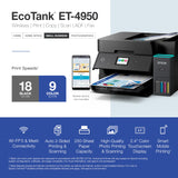 Wireless All-in-One Color Supertank Printer with up to 3 Years of Ink Refillable Tanks, Perfect for Home, 18 PPM, 2.4" Colorful Touchscreen