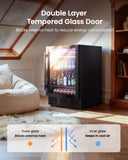 ICEVIVAL 24 In Beverage Refrigerator, 112 Cans & 8 Bottles Wine Fridge with Double-Layer Glass Door, Built-In or Freestanding Wine and Beverage