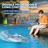 DEERC High-Speed RC Boat for Kids & Adults, 20+ MPH Full Proportional Remote Control Shark Boat with LED Lights, 2.4GHz Racing Boat for Pools & Lakes
