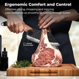 Zoxa Hakai Chef Cleaver Knife – Full Tang High Carbon Stainless Steel Butcher Knife with Ergonomic Rosewood Handle & Leather Sheath – Sharp Meat Cutting Knife for Kitchen, Camping & BBQ