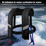 150N Unisex Automatic Life Jacket - Lightweight Inflatable Flotation Device with Reflective Patches, Whistle, Extra Tube - Suitable for Rowing, Boarding (Orange)