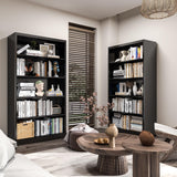 Tall Metal Bookcase, 5 Shelf Black Bookcase with Adjustable Shelves, Large Bookshelves and Bookcases