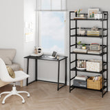 Multifunctional Folding Bookshelf, No-Assembly Plant Stand Storage Rack Shelves for Home Office