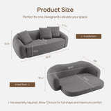 SICOTAS Curved Sofa Couch Bed for Living Room Convertible Futon Cloud Boneless Sleeper Chair Pull Out Floor Couch with Deep Seat Sofa Set Foam No Assembly Required for Bedroom Apartment, Dark Grey