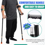 Geiserailie 2 Pcs Forearm Crutches for Adults, Folding Forearm Crutches Lightweight and Adjustable with Rubber Grips for Comfortable Grip, Aluminum Cane with Cuffs for Walking, Black