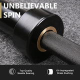 LIONSCOOL 7ft Olympic Barbell (Black E-coating, 1500LBS, No Center Knurl)