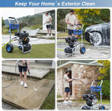 MUTAOMAY 3500PSI Gas Pressure Washer, 2.3GPM Gas Powered High Pressure Washer with 209CC Engine, 4 Adjustable Nozzles, 25 ft High Pressure Hose for Cleaning Walls, Terraces, Vehicles, Garden (Blue)