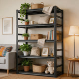 Book Shelf Metal Shelving Storage Shelves 5-Tier Adjustable Tall Bookshelf Organization and Storage