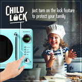 Nostalgia Countertop Microwave Oven with Easy Clean Interior - Retro Microwave with LED Display & Child Lock- Compact 0.7 Cu. Ft. Oven With 12 Pre-Programmed Settings for Quick Cooking- 700-Watts-Aqua