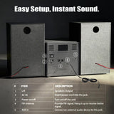 Compact Micro Hi-Fi Stereo System with CD Player, Bluetooth, FM Radio, USB Playback, Aux-Input & Earphone Output, 30W Stereo Sound, Remote Control