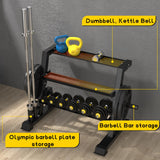 3-Tier Weight Rack, Dumbbell Kettlebell Rack 1100LB Capacity Weight Plate and Curl Bar Storage for Home Gym