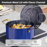 Nuwave Lux LE 13Pc Ceramic Cookware Set with Elegant Gold Handle, PFAS Free