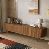 DinaiteEain 86.61" TV Stand for 85 Inch TV, Mid Century Modern Walnut