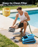 Pool Robot Vacuum for Inground Pools: Cordless Robotic Pool Cleaners with Hook 180W Suction Auto Vacuums Wall Climbing Waterline Scrubbing Cleaning 150 Mins Long Battery Up to 2,000 sq.ft