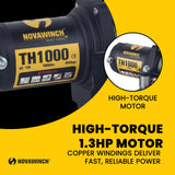 Novawinch TH1000 Electric Hoist 1000 lb - 12V DC Power Hoist with Mechanical Brake - Cable Hoist with Plug in Remote Control - Vertical or Horizontal Mount Lifting System for Material Handling