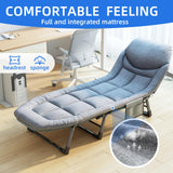 BSISHL Camping Cot with Mattress,No Assembly Required Heavy Duty Folding Camping Cot for Adults,450 Lbs Capacity Adjustable Portable Bed for Indoor,Outdoor&Patio Use (L''70in)