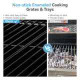 34-Inch Barrel Charcoal Grill with Side Tables, 794 Square Inches Cooking Space, Large Charcoal BBQ Grill with 2 Height-Adjustable Charcoal Pans for Outdoor Backyard Patio Picnic Parties Camping