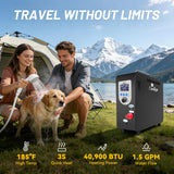 COOLIGO Portable Water Heater for Camping, 4500mah Battery for Propane Camp Shower, 40,900 BTU Tankless Outdoor Shower for Hiking, Travel, Pets & Car Washing