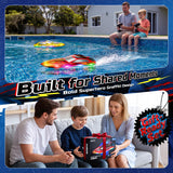 DEERC 2-Pack RC Boats for Kids, Fast Remote Control Boat with 4×1200mAh Batteries, 120 Min Runtime, 7 LED Lights Mode, Capsize Recovery, 2.4GHz Racing, Pool & Lake Toy