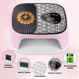 LIMEGIRL UV LED Nail Lamp Kit for Gel Polish Professional Fast Curing Pink Dryer Light Set with 4 Timer Settings Cordless Rechargeable Nail Art Cure Machine with UV Gloves for Manicure Pedicure