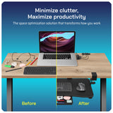 WORKNEST Keyboard Tray | Under Desk Keyboard Tray Slide Out w/Adjustable C-Clamps for Desks Up to 1.5-Inch-Thick | Clamp On Drawer with 1x USB-C to 4 USB-A Hub and 1x Five-Cable Management Organizer
