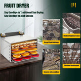 Stainless Steel Food Dehydrator Machine With Digital Timer, 800W Power, Large Trays For Jerky, Fruit, Vegetables, Herbs, Meat And Dog Treats, 360° Even Drying Technology(12Layers)