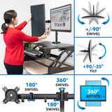 Mount-It! Standing Desk Converter Dual Monitor, 2 Screen Mounts Included, Height Adjustable Desk