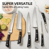 5 Pcs Kitchen Knife Block Sets with Sharpener, Japanese High Carbon Stainless Steel Set of Knives, Premium Razor Sharp Black Knives Set