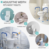 Lianjindun Toilet Safety Rails, Adjustable Toilet Frame for Elderly, Seniors, Handicap & Disabled, Foldable Handicap Toilet Handles Fit Any Toilets（Dark Blue）