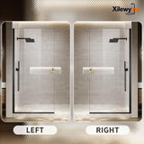 Xilewying Fixed Shower Glass Panel Semi-Framed Shower Door for Bathroom,34" W*74" L Single Shower Screen in Matte Black, 5/16"(8mm) Clear Tempered Glass with Frame Hardware Kit