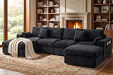 Vellorise 136" Cloud Modular Sectional Sofa with Detachable Comfort Seat Cushion, U-Shaped Convertible Boneless Couches for Living Room, Rearrange Freely, No Assembly, Misty Black, 6-Seater Ensemble
