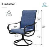 MFSTUDIO Swivel Patio Dining Chairs Set of 4, Blue Textilene Fabric