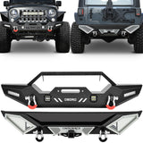 OEDRO Front Rear Bumper Combo Fits for 07-18 Jeep Wrangler JK JKU Unlimited