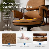HomeZeer Brown Office Chair with Memory Foam Cushion, Fabric Office Chair with Wheels and Arms