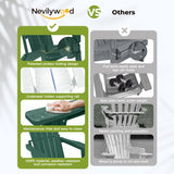 nevilywood Folding Adirondack Chairs Set of 4, HDPE Cup Holders, Green