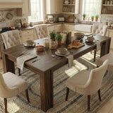 Garvee 71" Farmhouse Dining Table for 4-6, Kitchen Table w/Thick Tabletop, Wood Strip Base, Wider Legs, Large Rectangular Dining Room Table for Kitchen, Apartment & Family Gatherings, Walnut
