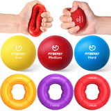 FitBeast Grip Strength Trainer, Finger Exerciser, Stress Balls for Adults, Hand Therapy for Strength, Recovery & Stress Relief, Forearm Strengthener for Men, Women & Seniors (6-Piece Warm Tones)