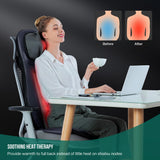 Snailax Shiatsu Neck Back Massager with Heat, Full Body Massage Chair Pad with Adjustable Height, Deep Kneading & Rolling Massage Seat Cushion for Back Pain, APP Control Seat Chair Massager, Gifts