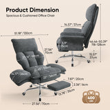 Cross Legged Office Chair with Footrest, Big and Tall Comfy Ergonomic Reclining Executive Chair Wide Seat with Flip-Down Armrests