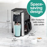 Hamilton Beach FlexBrew Advanced 5-in-1 Programmable 12 Cup Drip and Single Serve Hot & Iced Coffee Maker with Movable 60 oz. Water Reservoir, Use Pod Packs and Grounds, Fast Brewing, Black (49924)