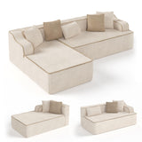 SUNSHINE VALLEY 104" 4-Seat Sectional Boneless Couch Living Room Beige