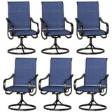 PHI VILLA Swivel Patio Dining Chairs Set of 6, Textilene Mesh Fabric, Blue