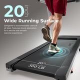 Sunny Health & Fitness Foldable 15 Level Auto Incline Treadmill, 20" Wide Running Belt, Quiet Brushless, Digital Display, 300 LB Weight Capacity, SunnyFit App Bluetooth Connection