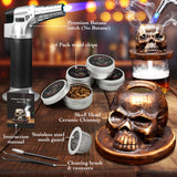 Old Fashioned Smoker Kit, Whiskey Bourbon Cocktail Smoker Kit With 4 Flavored Wood Chips, Torch (No Butane) Smoke Top Cocktail Bar Kit, Gift for Whiskey Lovers, Dad, Husband, Men