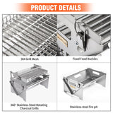 BiggerFire 360° Rotating Barbecue Grill, Stainless Steel Flipping Barbecue Grills, Portable Camping Charcoal BBQ Grill Outdoor, Detachable Portable Charcoal Barbecue Grill for Picnic Yard Party